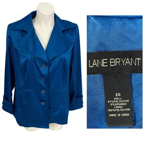 Lane Bryant Blazer Womens Sz 20 Blue Jacket Officecore Corpcore Career Boardroom - Picture 1 of 13